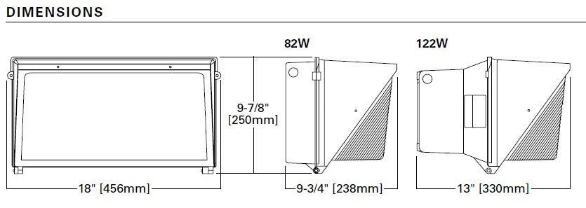 Lumark WPLLED-125-GL-UNV 122W Glass LED Wallpack, 120-277V, 4000K