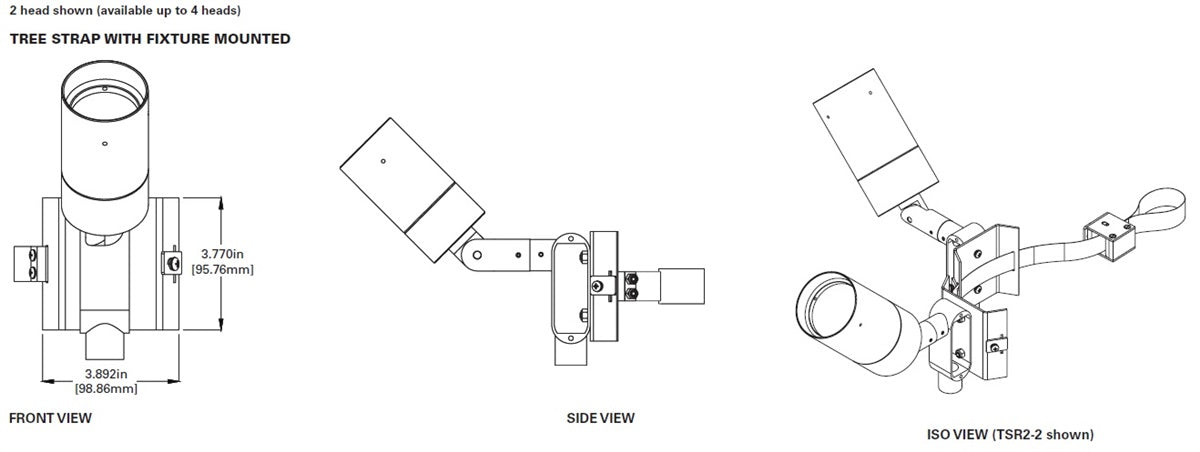 Lumiere 1004-A1-RCS-RI-LED3090-F-BK-L1-UNV-TSR2-2 10W Lanterra Accent and Flood LED, 1 Head, Indoor, Recessed Lens Hood, 3000K Color Temperature, 90 CRI, Flood Optic, Black Finish, 120-277V, 2-Fixtures Tree Strap Mount