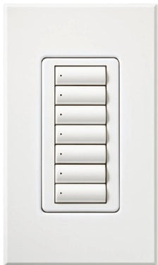 Lutron HQWA-W7BI-WH HomeWorks QS Wired seeTouch Architectural 7-Button Keypad, Insert Style, Matte Finish, in White