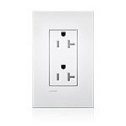 Lutron LTR-F20-TR-AL New Architectural 20A Tamper Resistant Duplex Receptacle, Wallplate Included, in Almond