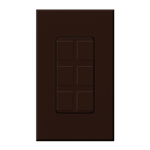 Lutron NT-6PF-BR Nova T Field-Customizable 6 Port Frame in Brown, Matte Finish