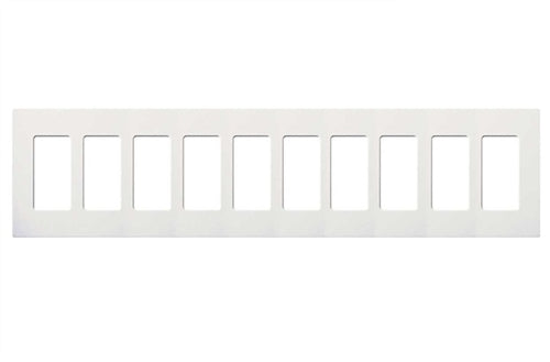 Lutron NT-R3R3R3R3R3R3R3R3R3R3-FB-SN Nova T Screwless 10 Gang Wallplate Decora Opening, Fins Broken, in Satin Nickel, Special Metal Finish