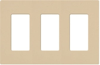 Lutron NT-R3R3R3-NFB-BE Nova T Screwless 3 Gang Wallplate Decora Opening, No Fins Broken, in Beige, Matte Finish