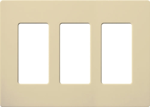 Lutron NT-R3R3R3-NFB-IV Nova T Screwless 3 Gang Wallplate Decora Opening, No Fins Broken, in Ivory, Matte Finish