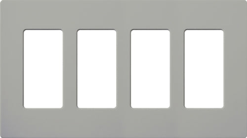 Lutron NT-R3R3R3R3-FB-GR Nova T Screwless 4 Gang Wallplate Decora Opening, Fins Broken, in Gray, Matte Finish