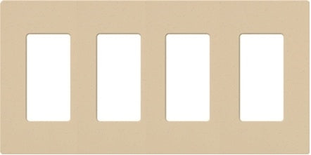 Lutron NT-R3R3R3R3-NFB-BE Nova T Screwless 4 Gang Wallplate Decora Opening, No Fins Broken, in Beige, Matte Finish