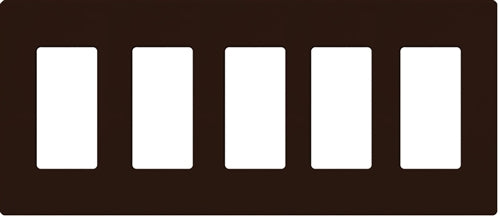 Lutron NT-R3R3R3R3R3-FB-BR Nova T Screwless 5 Gang Wallplate Decora Opening, Fins Broken, in Brown, Matte Finish
