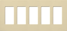 Lutron NT-R3R3R3R3R3-NFB-IV Nova T Screwless 5 Gang Wallplate Decora Opening, No Fins Broken, in Ivory, Matte Finish