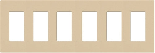 Lutron NT-R3R3R3R3R3R3-FB-BE Nova T Screwless 6 Gang Wallplate Decora Opening, Fins Broken, in Beige, Matte Finish