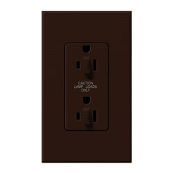 Lutron NTR-15-DDTR-BR Nova T 15A 120/125V Dual Dimming Tamper Resistant Duplex Receptacle Brown, Matte Finish