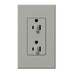 Lutron NTR-15-DDTR-GR Nova T 15A 120/125V Dual Dimming Tamper Resistant Duplex Receptacle in Gray, Matte Finish