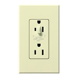 Lutron NTR-15-HDTR-AL Nova T 15A 120/125V Tamper Resistant Duplex Receptacle with Top Half Dimming in Almond, Matte Finish