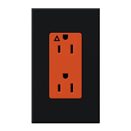 Lutron NTR-15-IG-OR-BL Nova T 15A, 125V, Isolated Ground Receptacle in Black, Matte Finish