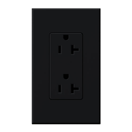 Lutron NTR-20-TR-BL Nova T Tamper Resistant Receptacles 20A 125V in Black, Matte Finish