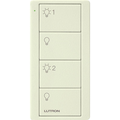 Lutron PJ2-4B-TBI-L21 Pico Wireless Control with indicator LED, RF signal, 4-Button 2-Group Control with Light Icon Engraving in Biscuit, Satin Color