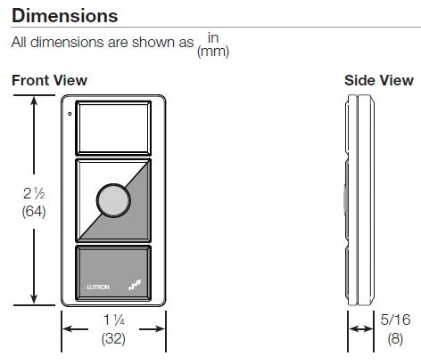 Lutron RRD-P3BRL-L-BL RadioRA 2 Pico Wireless Control, 3-Button Light Control with Raise/Lower in Black