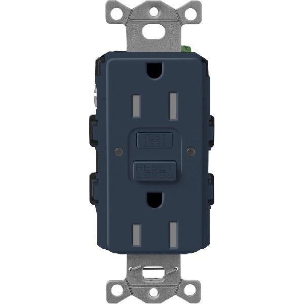Lutron SCR-15-GFST-DE Claro Satin Self-Testing Tamper Resistant 15A GFCI Receptacle in Deep Sea