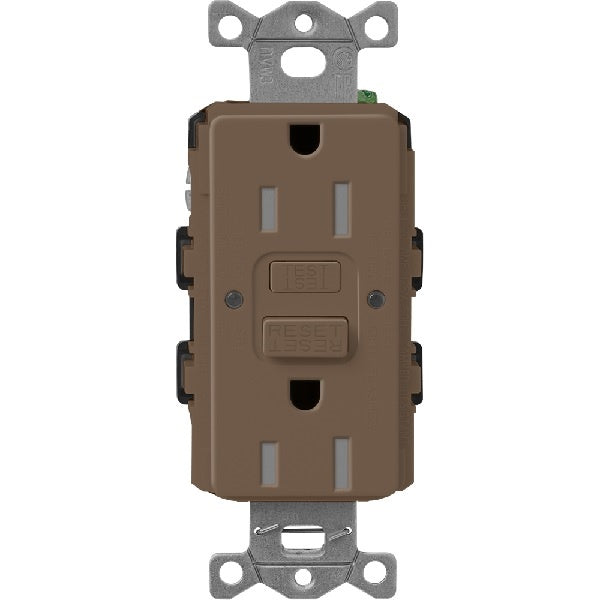 Lutron SCR-15-GFST-EP Claro Satin Self-Testing Tamper Resistant 15A GFCI Receptacle in Espresso