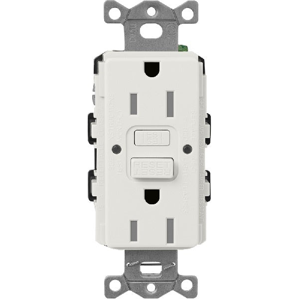 Lutron SCR-15-GFST-LG Claro Satin Self-Testing Tamper Resistant 15A GFCI Receptacle in Lunar Gray