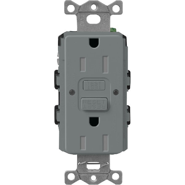 Lutron SCR-15-GFST-SL Claro Satin Self-Testing Tamper Resistant 15A GFCI Receptacle in Slate