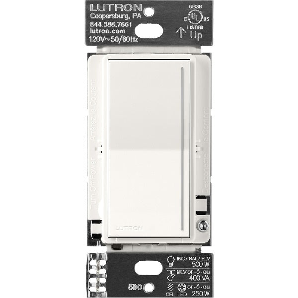 Lutron ST-PRO-N-BW 250W LED/CFL or 500W Incandescent/Halogen/ELV or 400VA MLV Phase Selectable, Neutral Dimmer in Brilliant White