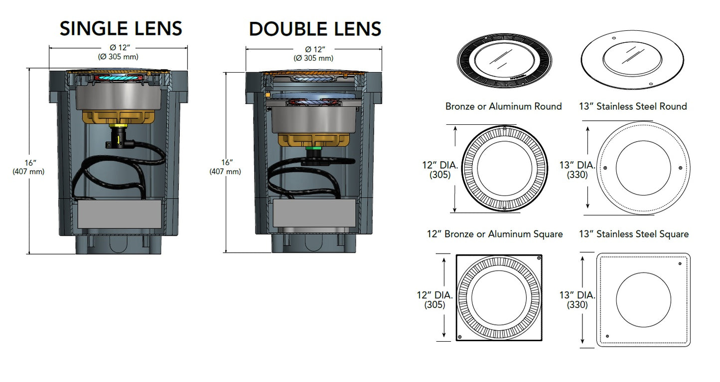 Hydrel M9720C B LED P3 30K MVOLT FL FLC 34B 34S RG LDIM 46W In-Grade LED Light, Round Door Double Lens, Bronze Door, 3000K, 120-277V, Flood Distribution, Flat Lens Clear, 3/4" NPT Bottom, 3/4" NPT Side, Rock Guard, 0-10V Dimming