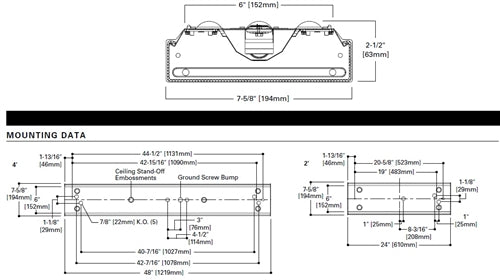 Metalux 4WNLED-LD4-40SL-F-UNV-EL7W-L835-CD1-U 4' Utility LED Wraparound, 4000 Lumens, 120-277V, 0-10 Dimming Driver, 3500K with 7W emergency battery back up