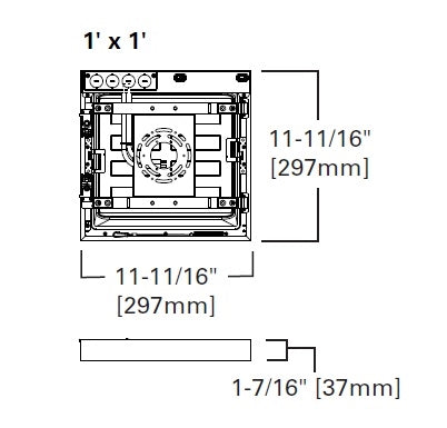 Metalux 11MMS-L3C5-UNV 1'x1' Direct Mount LED Backlit Panel, Multi-Mount CCT Selectable 2700/3000K/3500/4000/5000K, 120-277V with 0-10V Dimming, 5% Standard