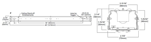 Metalux 4SNLED-LD5-44SL-LW-UNV-EL14W-L840-CD1-U 4' Linear LED Striplight, Round Full-frost Lens, Narrow, 4400 Lumens, 4000K, 0-10V Dimming with battery back up