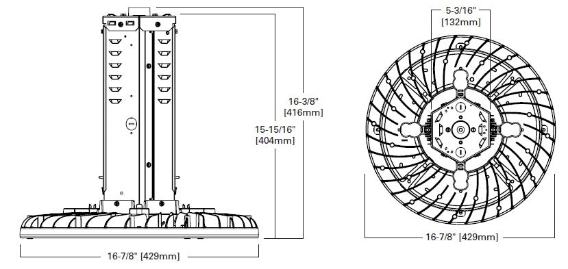Metalux SSLED-LD5-18-W-UNV-L840-CD1-U 133W LED Round High Bay, 18000 Lumens, Wide Distribution, 120-277V, 4000K, 0-10V Dimming Driver