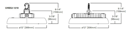 Metalux UHBS2-1218-MV-L8C5-U 80/100/120W LED Round High Bay, Selectable CCT 3000/3500/4000/5000/6500K, Selectable Lumens, 120-347V