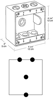 Rab BD4-3/4 Double Gang Rectangular Boxes, 4 Hole , 3/4" Hole Size,Silver Gray Finish