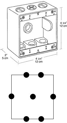 Rab BD7X Double Gang Rectangular Boxes, 7 Hole , 1/2" Hole Size,Silver Gray Finish