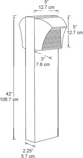 RAB BLED2X5-42YW 5W LED Square Bollard, Two BLEDs, 3000K Color Temperature (Warm), 87 CRI, 42" Mounting Height, White Finish