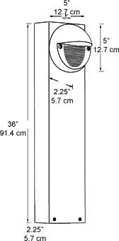 RAB BLEDR5-36N 5W LED Round Bollard, 4000K Color Temperature (Neutral), 85 CRI, 36" Mounting Height, Bronze Finish
