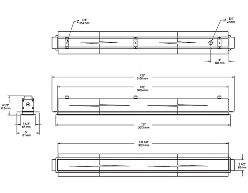 RAB BOA10LED-40YN LED 10 ft Recessed Linear Slot Finishing, No Photocell, 3500K, 82 CRI, 120-277V, 40 Degree Refletor, Aluminum Finish
