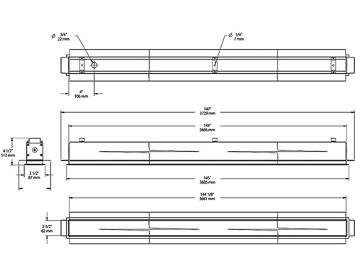 RAB BOA12LED-40YN LED 12 ft Recessed Linear Slot Finishing, No Photocell, 3500K, 82 CRI, 120-277V, 40 Degree Refletor, Aluminum Finish