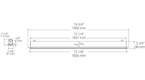 RAB BOA6LED-40Y LED 6 ft Recessed Linear Slot Finishing, No Photocell, 3000K (Warm), 83 CRI, 120-277V, 40 Degree Refletor, Aluminum Finish