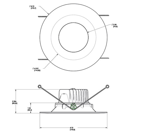 RAB DLED5R8YY/BAF 8W 5 inch LED Retrofit Downlight, 2700K, 523 Lumens, 84 CRI, With Baffle, White Finish