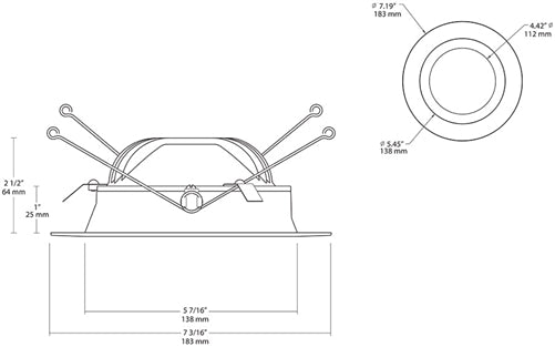RAB DLED6R8Y 8W 6 inch LED Retrofit Downlight, 3000K (Warm), 532 Lumens, 87 CRI, Without Baffle, White Finish