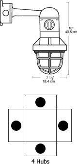 RAB EB124 300W Explosionproof Bracket with Die Cast Guard, 4 Hub Count, 1/2" H Hub Size, Silver Gray Finish