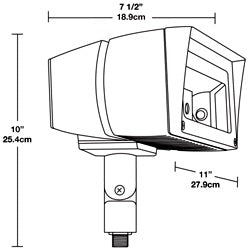 RAB FFLED39NW 39W Arm Mount LED Floodlight, No Photocell, 4000K (Neutral), 3902 Lumens, 83 CRI, 7H x 6V Beam Distribution, Standard Operation, White Finish