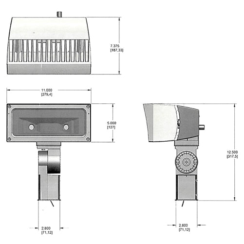 RAB FFLED80SF/D10/PCS 80W Slipfitter Mount LED Floodlight, 120V Swivel Photocell, 5000K (Cool), 9672 Lumens, 72 CRI, 120V, 7H x 6V Beam Distribution, Dimmable Operation, DLC Listed, Bronze Finish