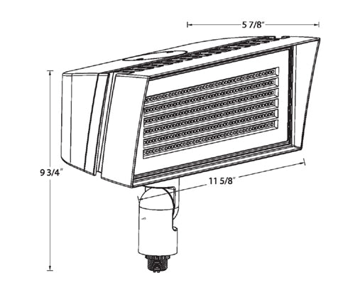 RAB FFLEDM 52W Knuckle Mount LED Floodlight, 4000K/5000K , 8138-10813 Lumens, 82 CRI, Standard Operation, Bronze Finish