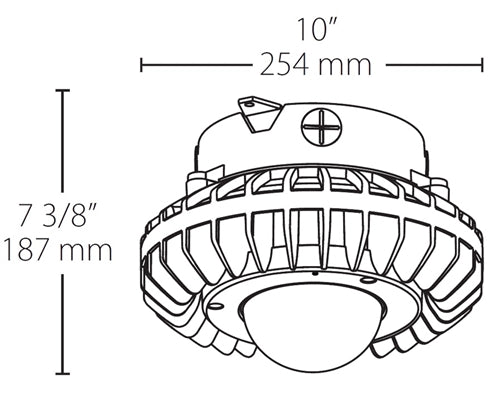 RAB HAZXLED42F 42W Ceiling Mount LED Hazardous Location Fixture, 5100K (Cool), 3542 Lumen, 70 CRI, Frosted Globes, No Guard, DLC Listed, Natural Finish