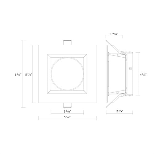 RAB ND22T-4HSW 4" Square Field Adjustable Downlight, White Flange and White Reflector
