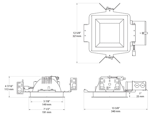 RAB NDLED6SD-50YN-W-W 6" New Construction Square Trim Module, 3500K, 80 CRI, 50 Degree Beam Spread, White Cone White Trim