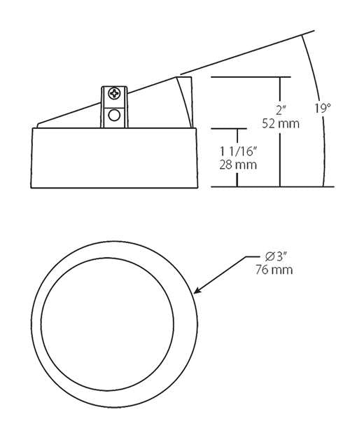 RAB NDTRIM3R20A-B-TL 3" New Construction Round Trimless Module, 20 Degree Adjustable, Black Finish
