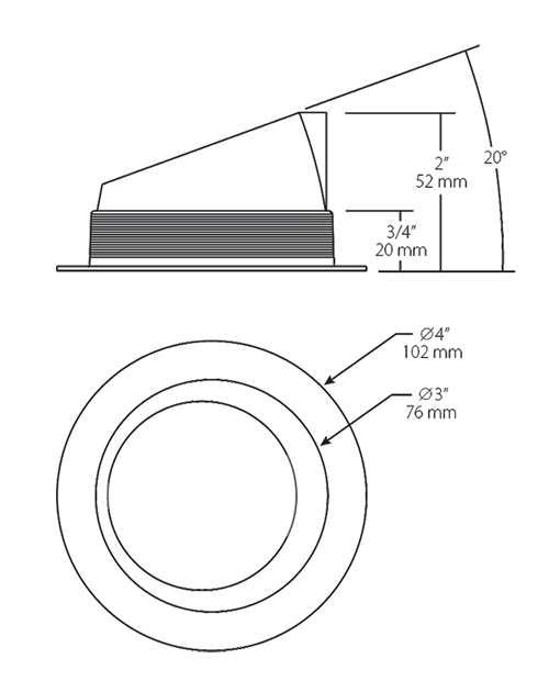 RAB NDTRIM3R40A-B 3" New Construction Round Trimmed Module, 40 Degree Adjustable, Black Finish