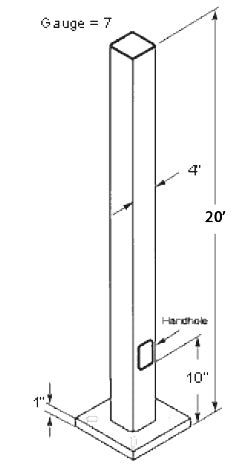 RAB PS4-07-20D2 Drilled Pole, 4" Shaft, 7 Gauge, 20 Feet Height, Bronze Finish
